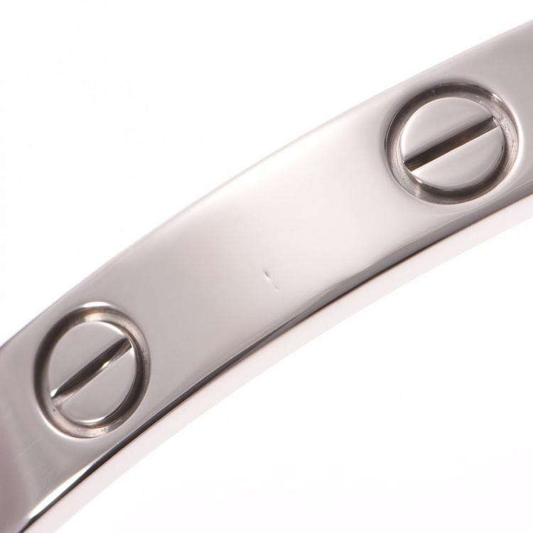Pre Owned Cartier Love 18K White Gold Bracelet Size 17