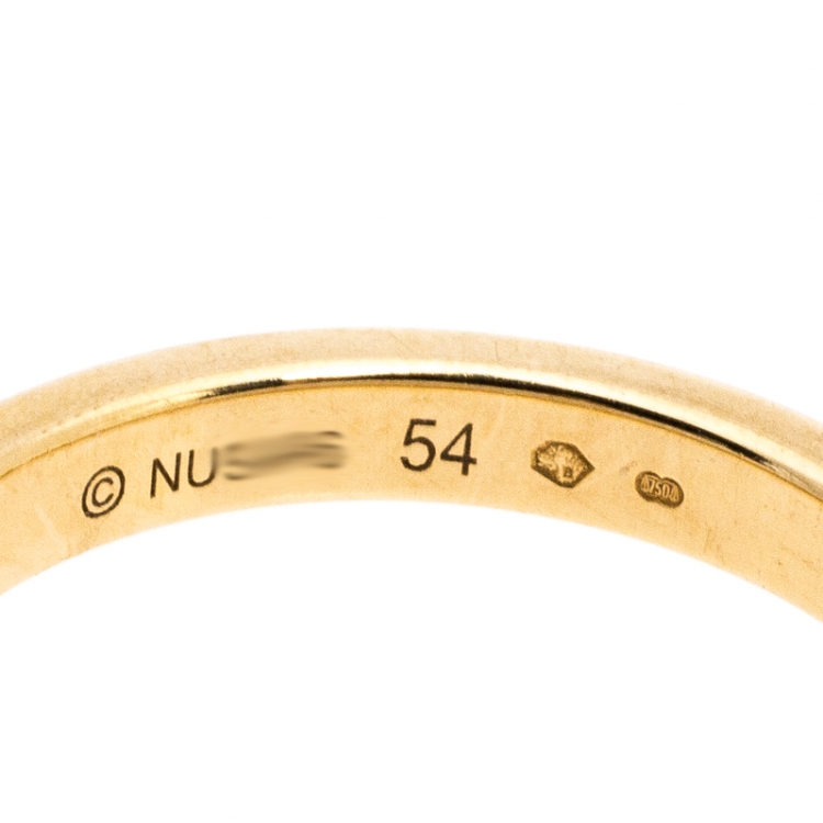 Pre Owned Cartier Diamond Three Tone 18K Gold Trinity Knot Charm Ring Size 54