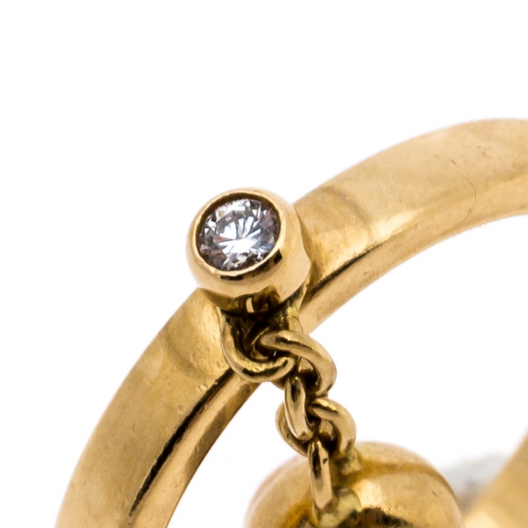 Pre Owned Cartier Diamond Three Tone 18K Gold Trinity Knot Charm Ring Size 54