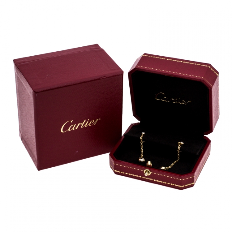 Pre Owned Cartier Diamond Three Tone 18K Gold Trinity Knot Long Dangle Earrings