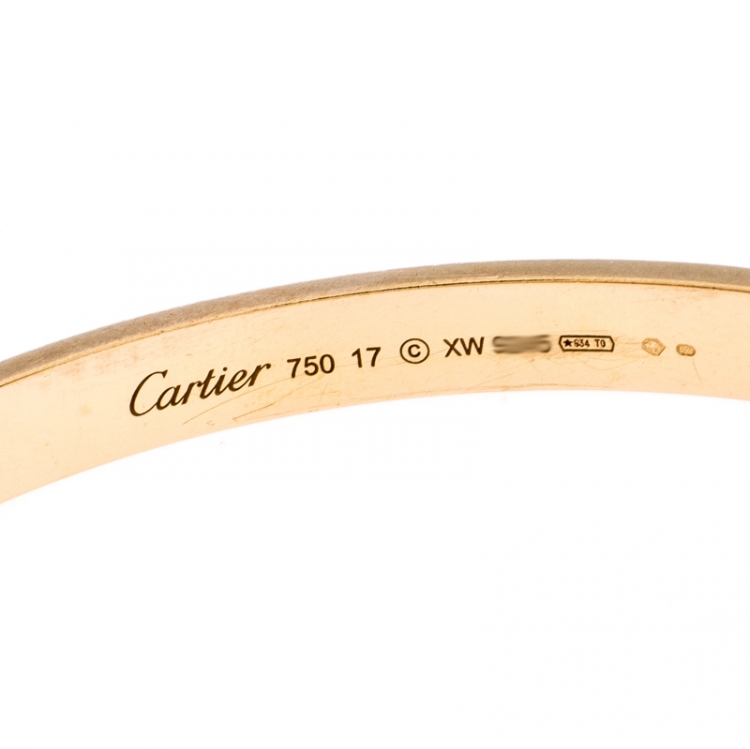 Pre Owned Cartier Love Yellow Gold Bracelet Size 17