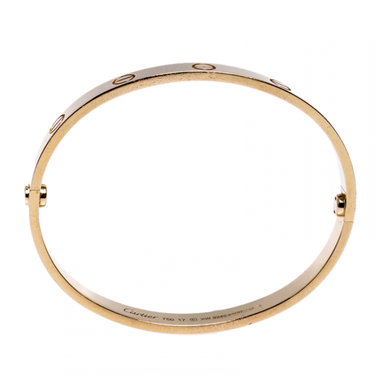 Pre Owned Cartier Love Yellow Gold Bracelet Size 17