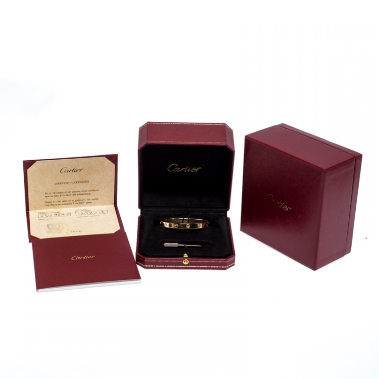 Pre Owned Cartier Love Yellow Gold Bracelet Size 17