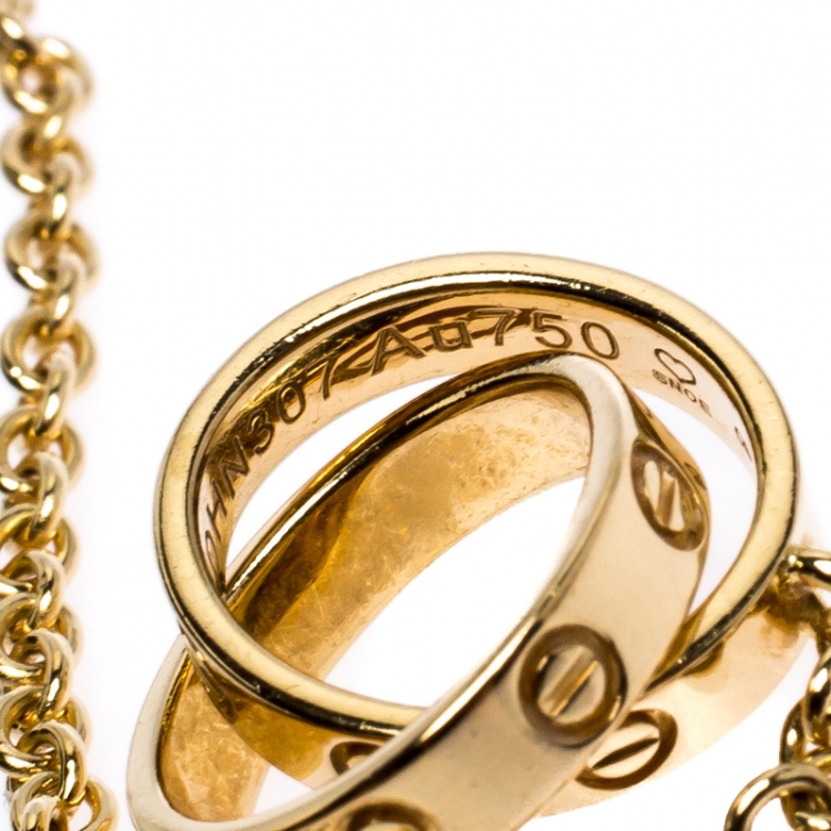 Pre Owned Cartier Love 2 Hoops 18k Yellow Gold Necklace