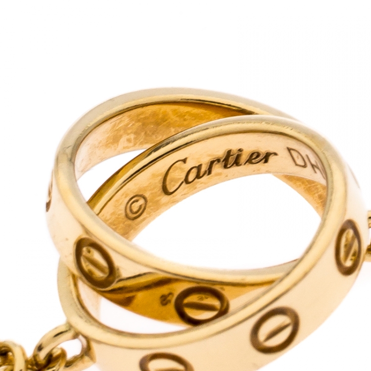Pre Owned Cartier Love 2 Hoops 18k Yellow Gold Necklace
