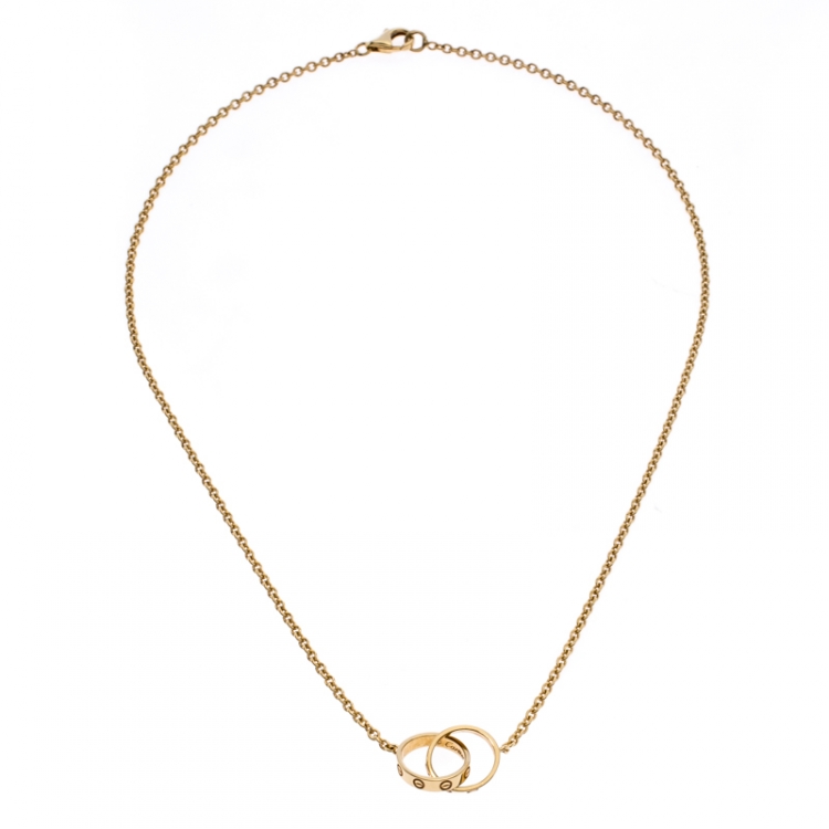 Pre Owned Cartier Love 2 Hoops 18k Yellow Gold Necklace