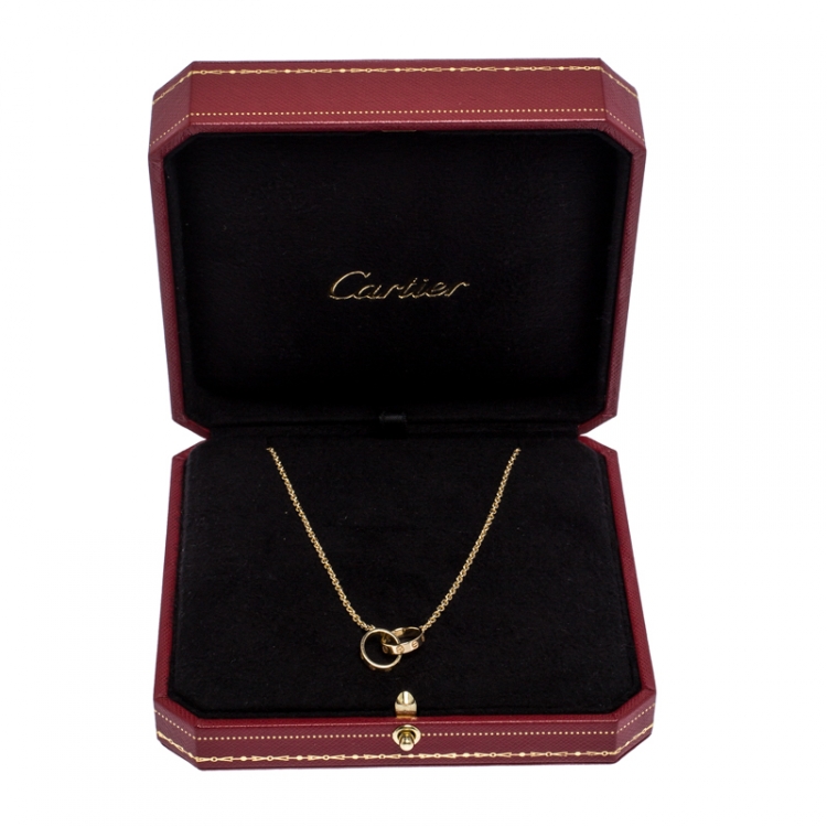 Pre Owned Cartier Love 2 Hoops 18k Yellow Gold Necklace