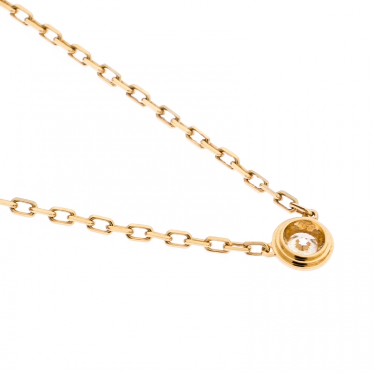 Pre Owned Cartier Diamants Légers Diamond 18k Yellow Gold Pendant Necklace SM