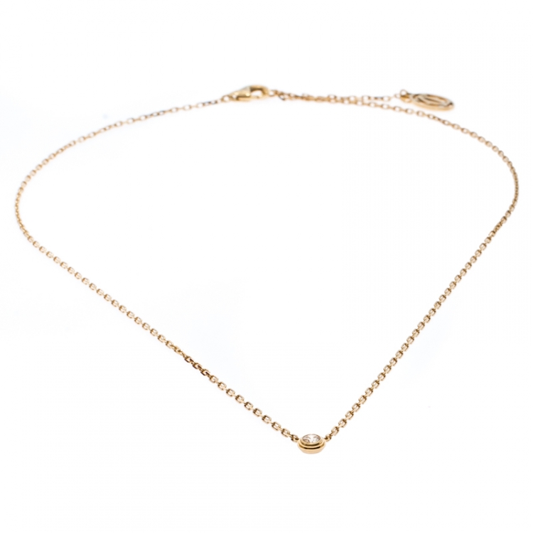 Pre Owned Cartier Diamants Légers Diamond 18k Yellow Gold Pendant Necklace SM