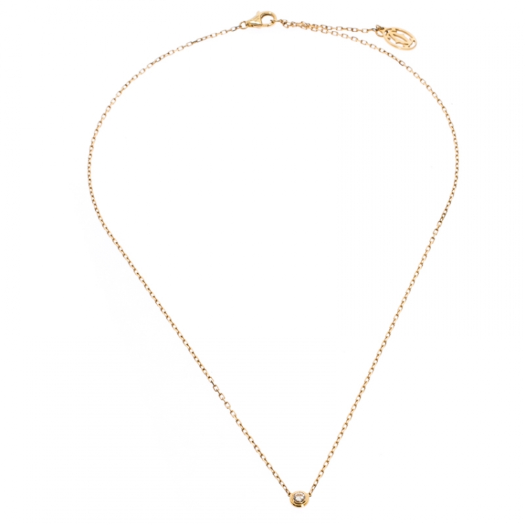 Pre Owned Cartier Diamants Légers Diamond 18k Yellow Gold Pendant Necklace SM