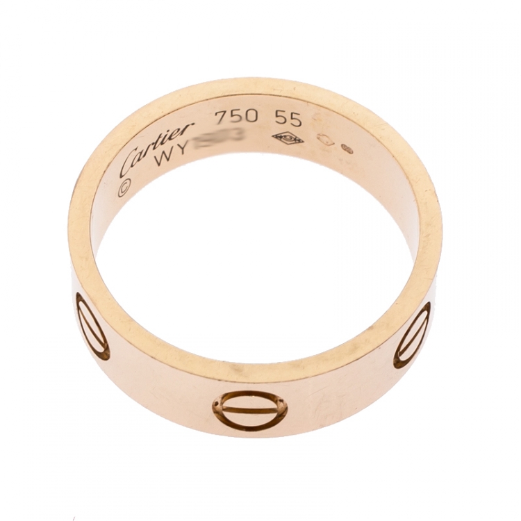 Pre Owned Cartier Love 18K Rose Gold Band Ring Size 55