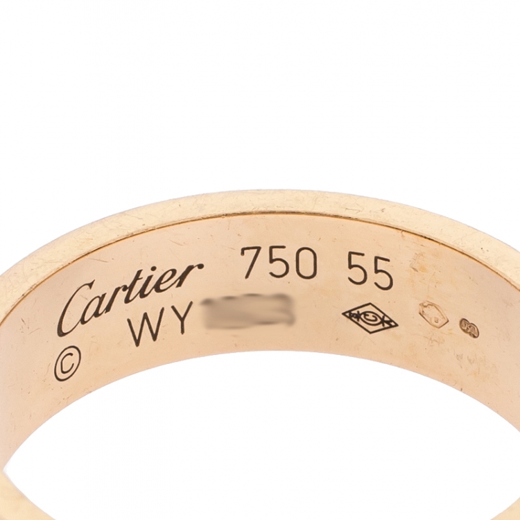 Pre Owned Cartier Love 18K Rose Gold Band Ring Size 55