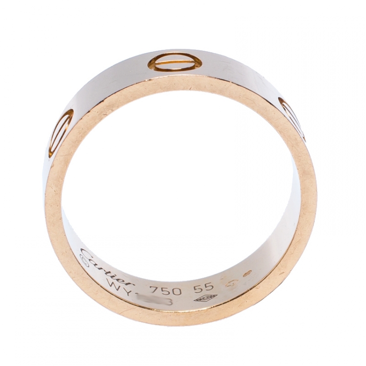 Pre Owned Cartier Love 18K Rose Gold Band Ring Size 55