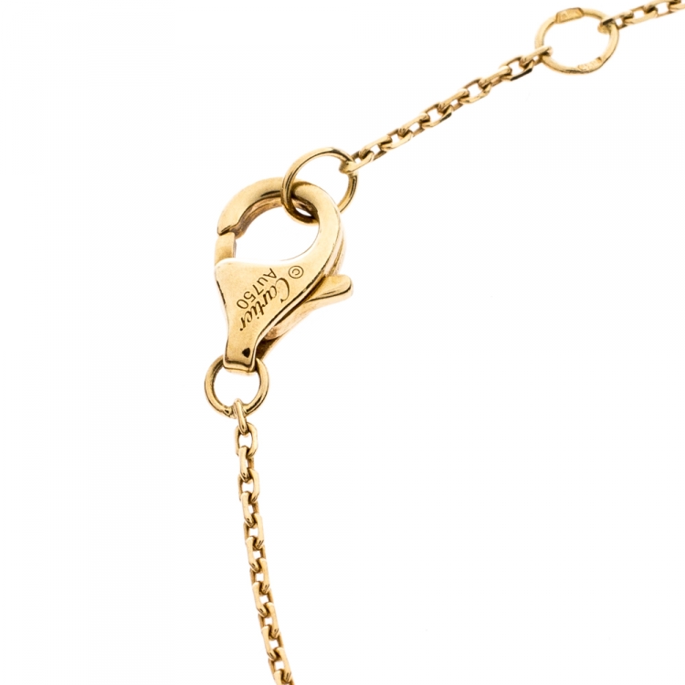 Pre Owned Cartier Amulette De Cartier Diamond Chrysoprase 18K Yellow Gold Bracelet
