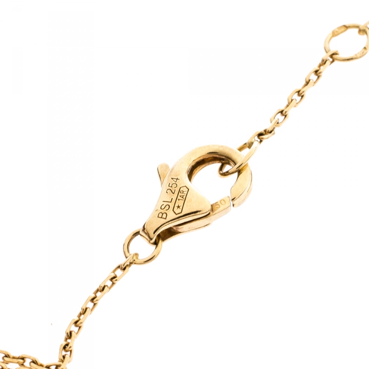 Pre Owned Cartier Amulette De Cartier Diamond Chrysoprase 18K Yellow Gold Bracelet