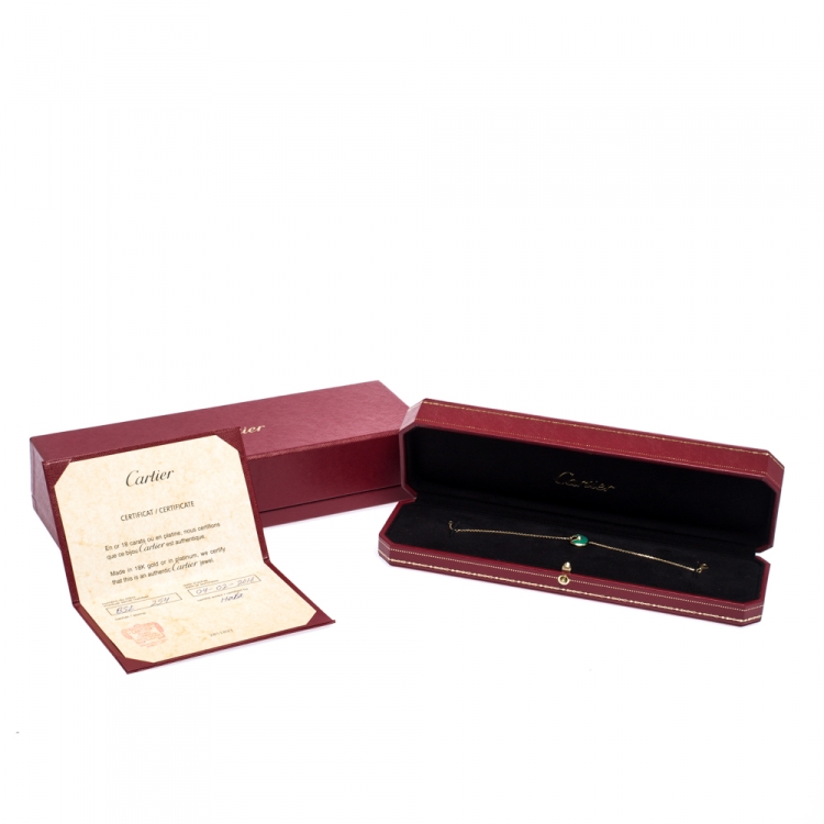 Pre Owned Cartier Amulette De Cartier Diamond Chrysoprase 18K Yellow Gold Bracelet