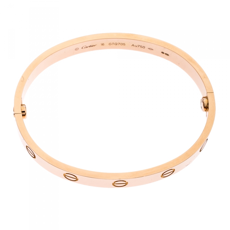 Pre Owned Cartier Love 18K Rose Gold Bracelet 16