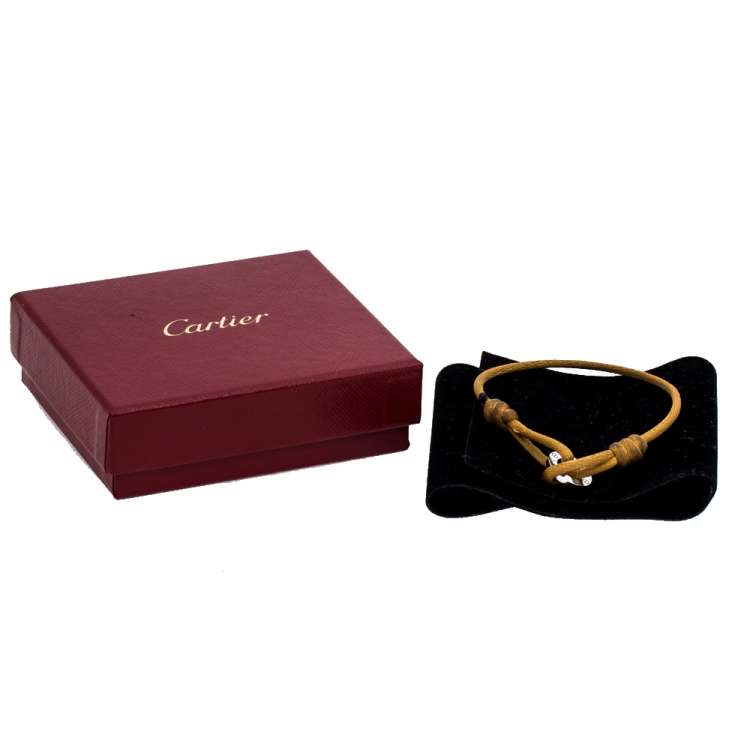 Pre Owned Cartier Love Charity Diamond 18K White Gold Adjustable Cord Bracelet