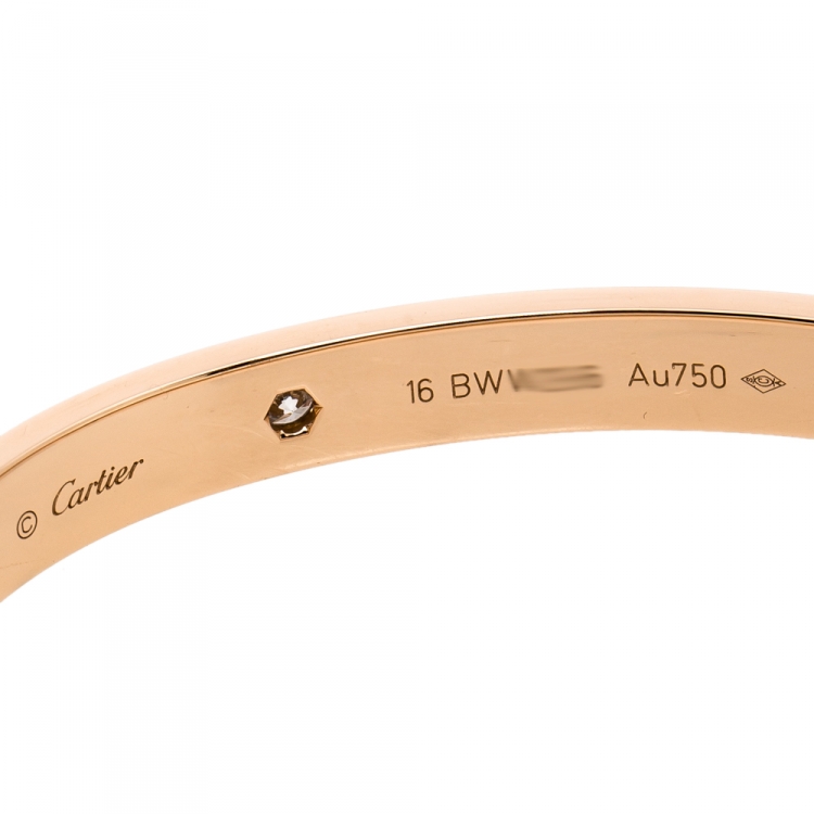 Pre Owned Cartier Love 4 Diamond 18K Rose Gold Bracelet 16