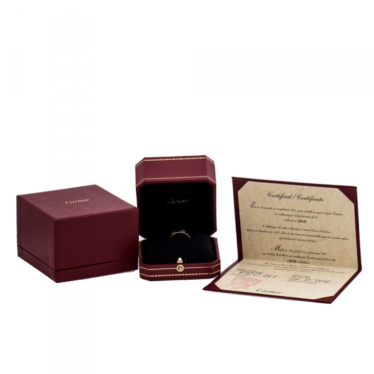 Pre Owned Cartier Love 18K Rose Gold Band Ring Size 53