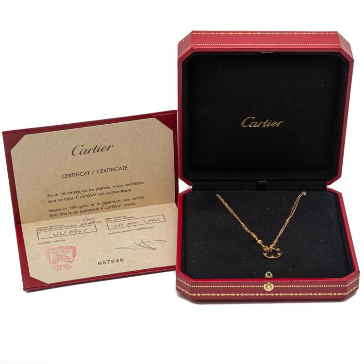 Pre Owned Cartier Love Yellow Gold Diamond Double Chain Necklace 
