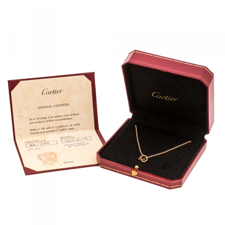 Pre Owned Cartier Love 2 Hoops 18K Rose Gold Necklace 