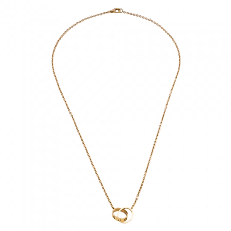 Pre Owned Cartier Love 2 Hoops 18K Rose Gold Necklace 