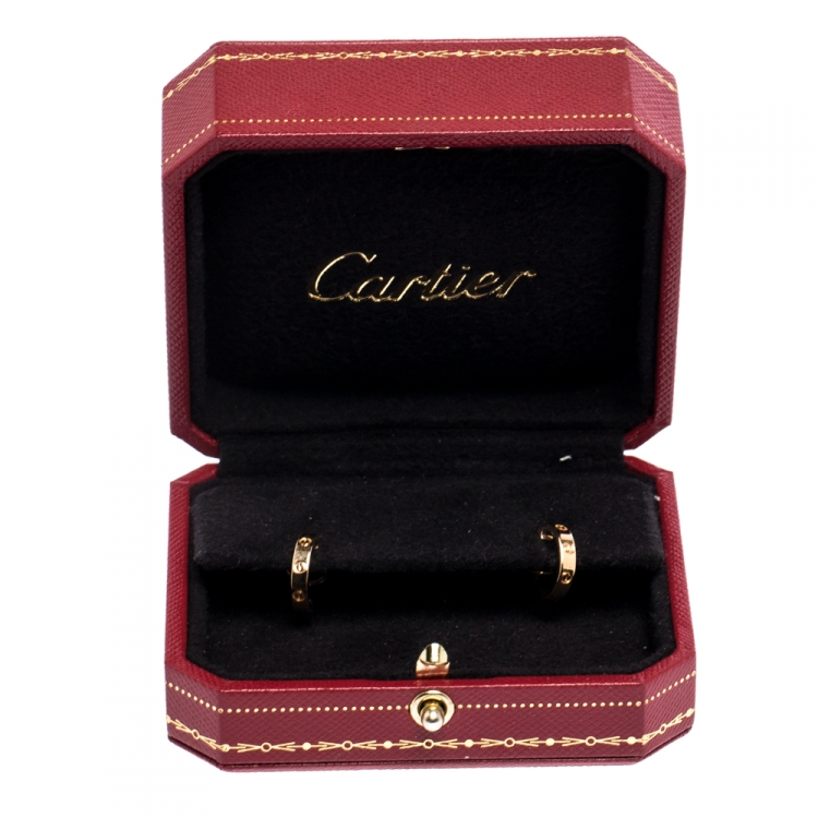 Pre Owned Cartier Love 18K Rose Gold Huggie Hoop Earrings
