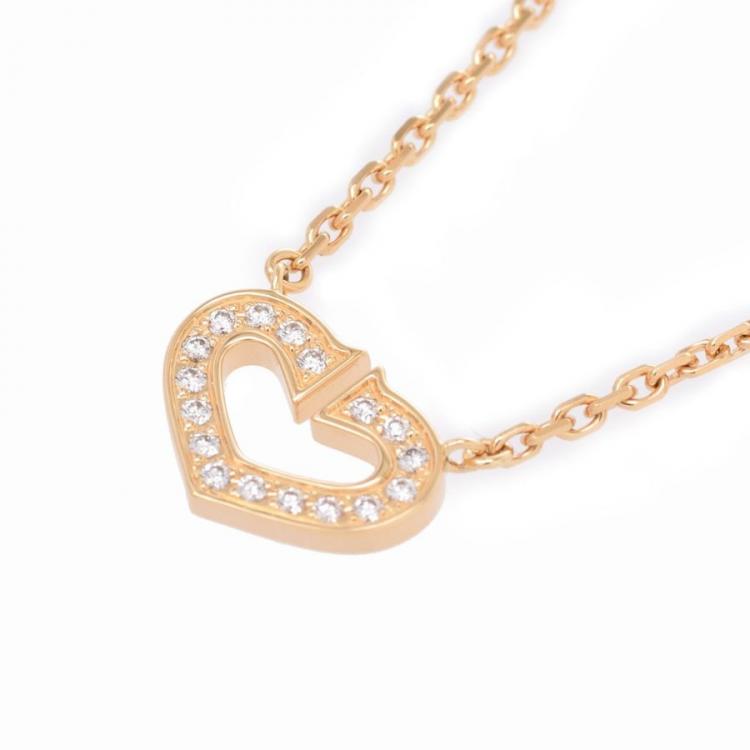 Pre Owned Cartier Heart of Cartier Diamonds 18K Yellow Gold Pendant Necklace