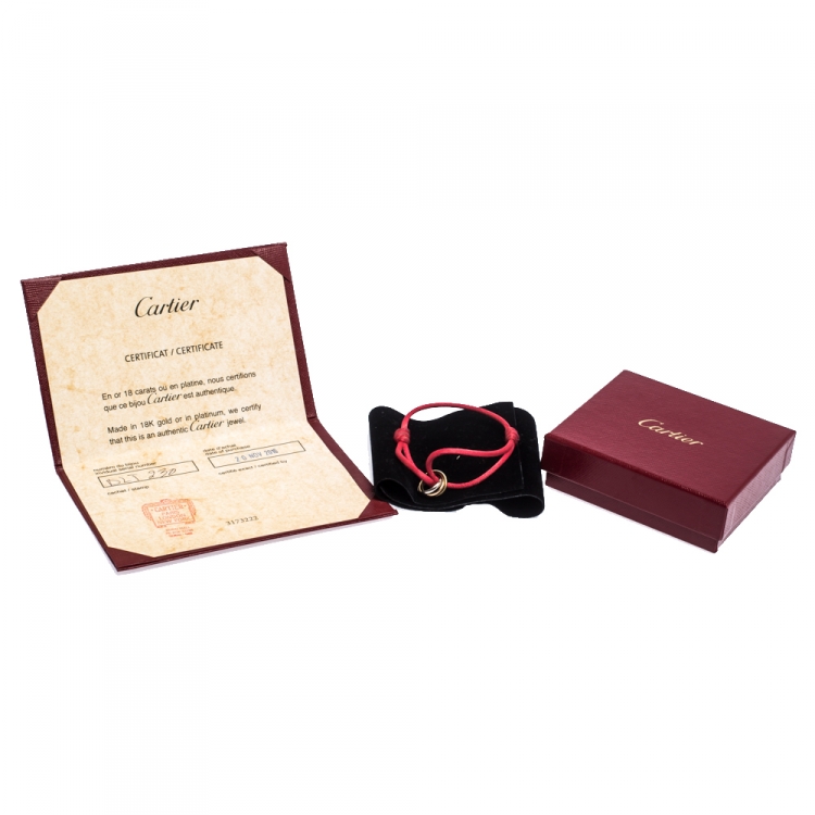 Pre Owned Cartier Trinity De Cartier 18K Three Tone Gold Adjustable Cord Bracelet