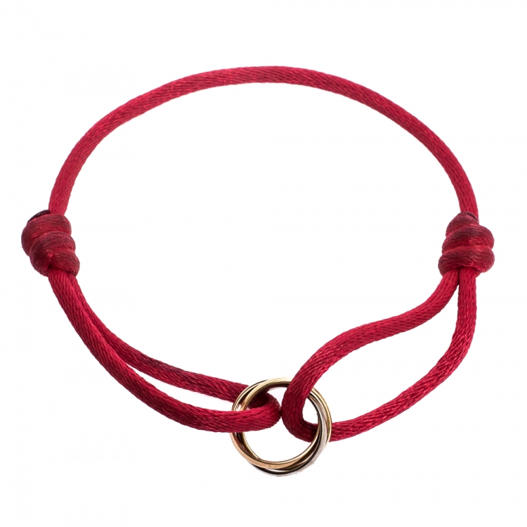 Pre Owned Cartier Trinity De Cartier 18K Three Tone Gold Adjustable Cord Bracelet