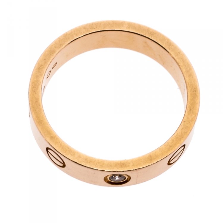Pre Owned Cartier Love 1 Diamond 18K Rose Gold Wedding Band Ring Size 49