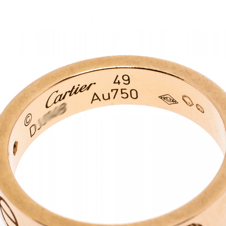 Pre Owned Cartier Love 1 Diamond 18K Rose Gold Wedding Band Ring Size 49