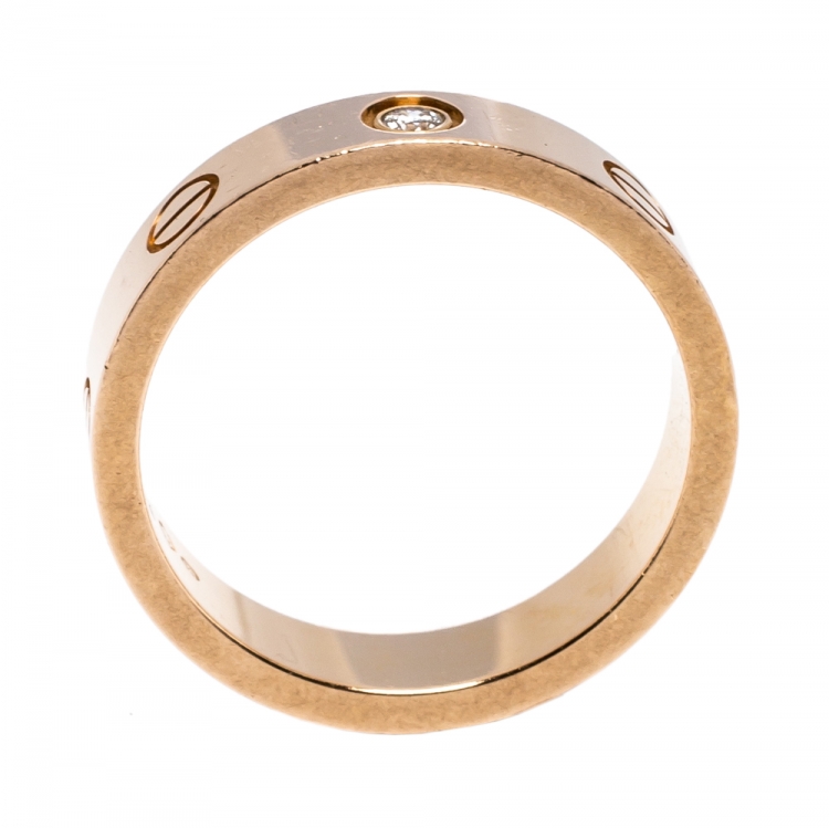 Pre Owned Cartier Love 1 Diamond 18K Rose Gold Wedding Band Ring Size 49