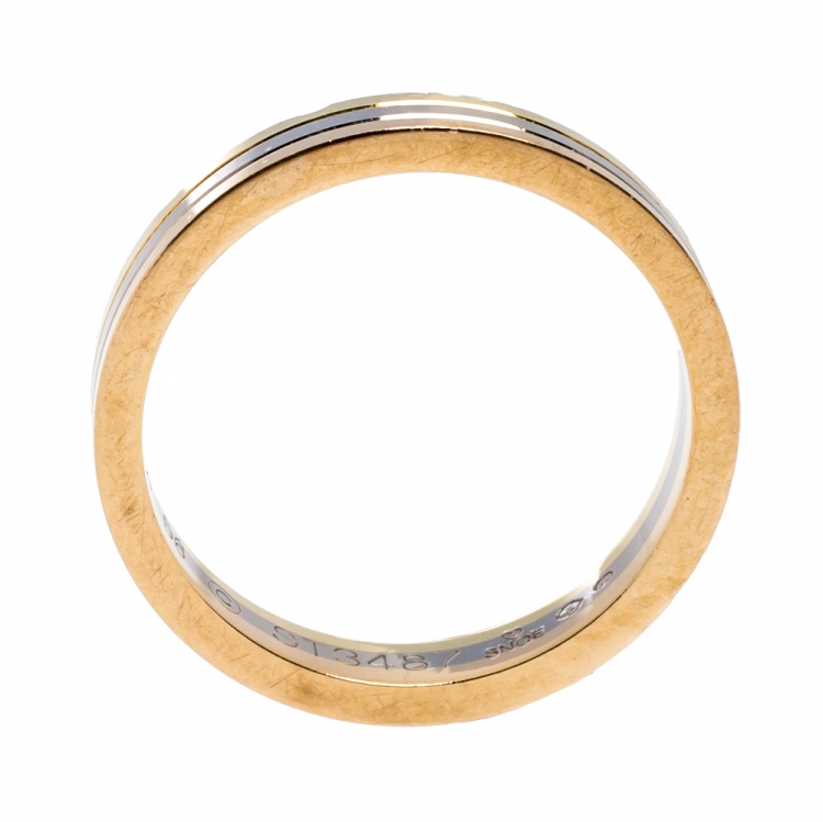 Pre Owned Cartier 18K Three Tone Gold Wedding Band Ring Size 56