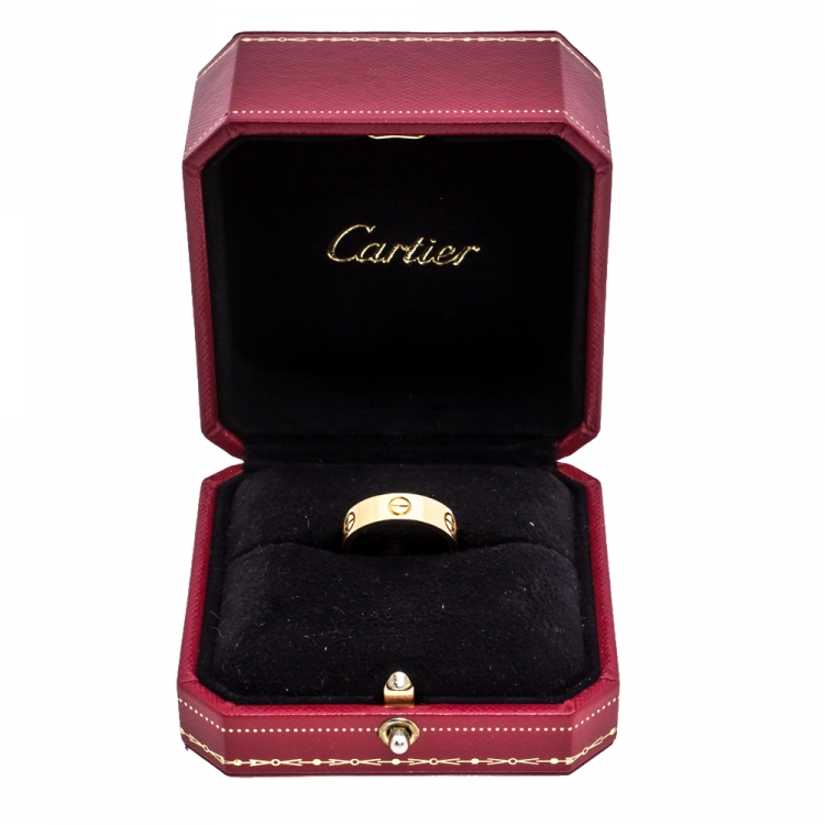 Pre Owned Cartier Love 18K Yellow Gold Band Ring Size 56