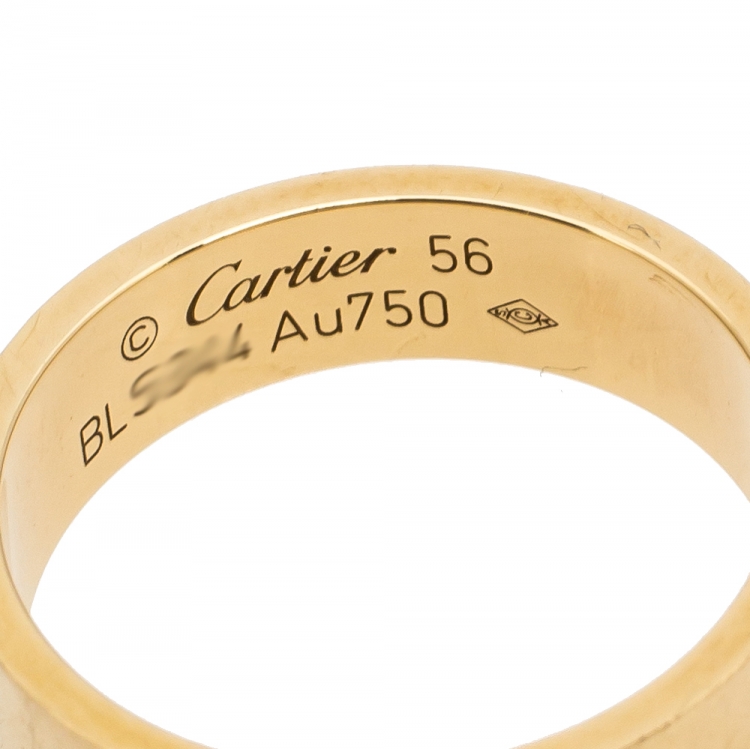Pre Owned Cartier Love 18K Yellow Gold Band Ring Size 56