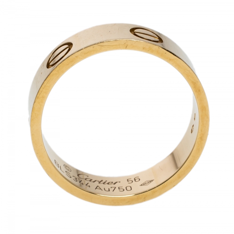 Pre Owned Cartier Love 18K Yellow Gold Band Ring Size 56