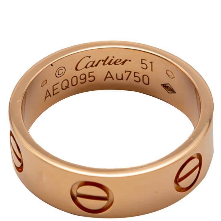 Cartier Love Rose Gold Band Ring Size 