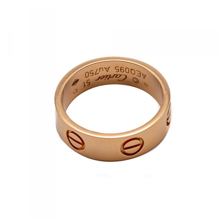 Pre Owned Cartier Love Rose Gold Band Ring Size 51