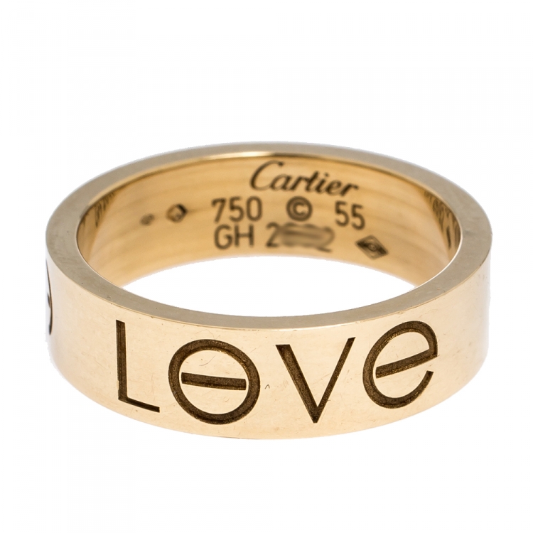 Pre Owned Cartier Love 18K Yellow Gold Band Ring Size 55