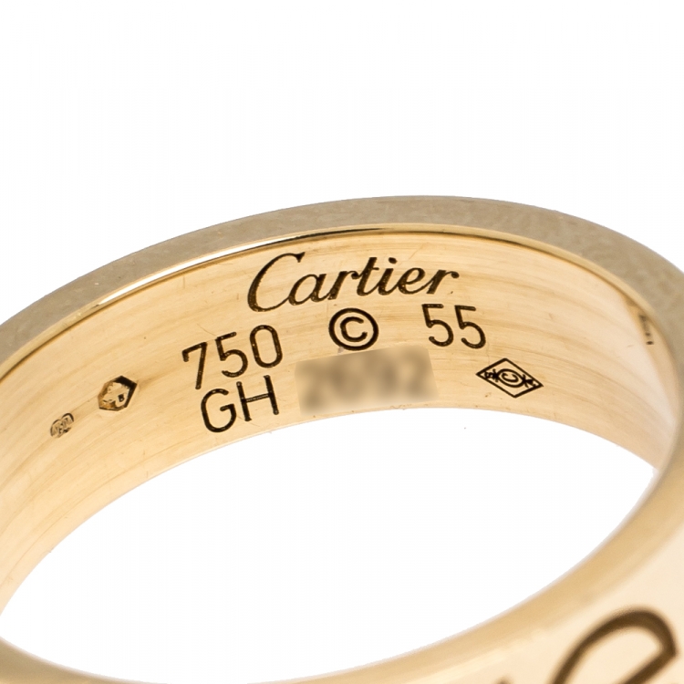 Pre Owned Cartier Love 18K Yellow Gold Band Ring Size 55