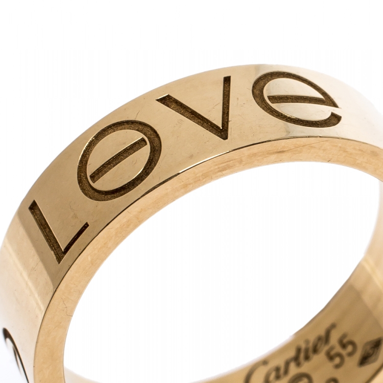 Pre Owned Cartier Love 18K Yellow Gold Band Ring Size 55
