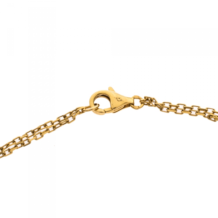 Pre Owned Cartier Love Diamond 18K Yellow Gold Double Chain Necklace 