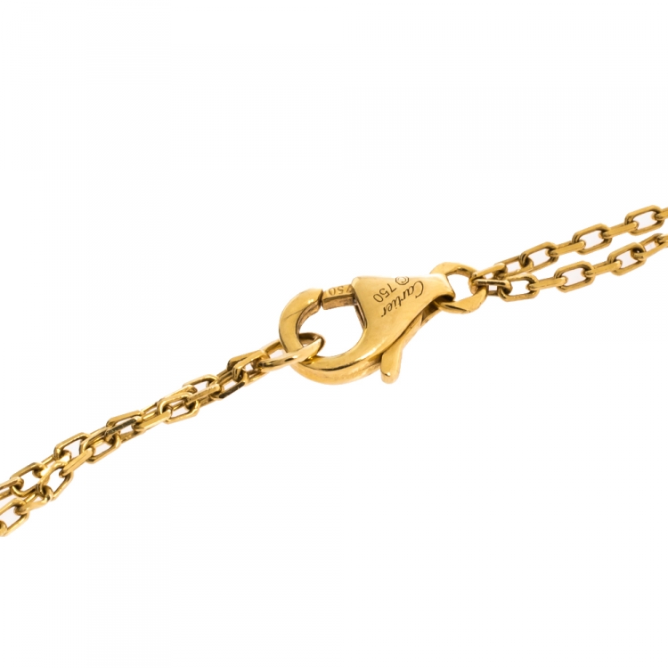 Pre Owned Cartier Love Diamond 18K Yellow Gold Double Chain Necklace 