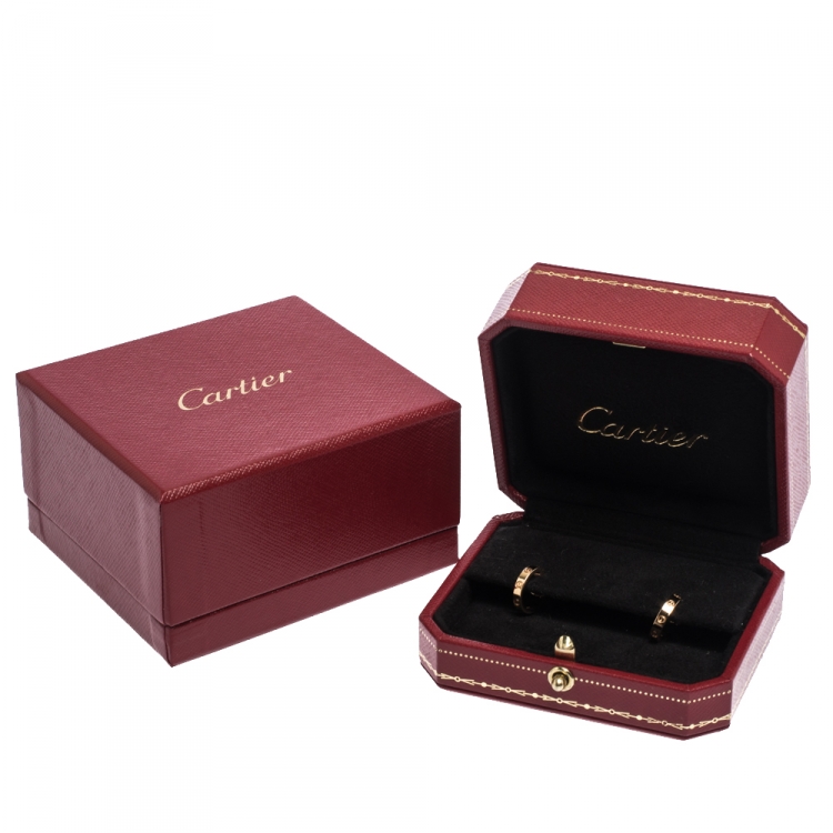 Pre Owned Cartier Love 18K Rose Gold Small Open Hoop Earrings