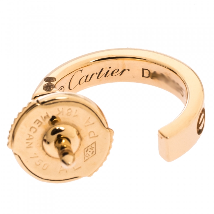Pre Owned Cartier Love 18K Rose Gold Small Open Hoop Earrings