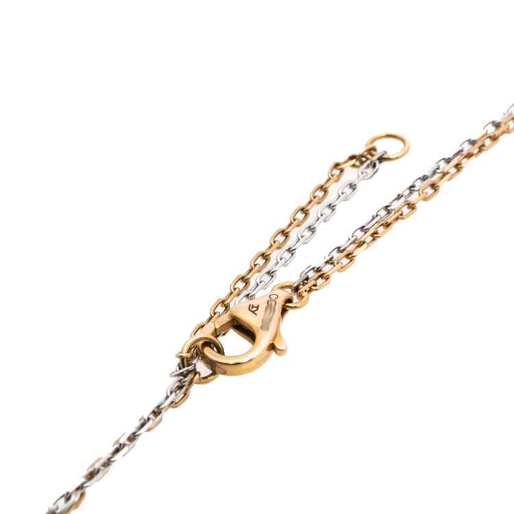 Pre Owned Cartier Love 6 Diamond Two Tone 18K Gold 3 Circular Charm Necklace