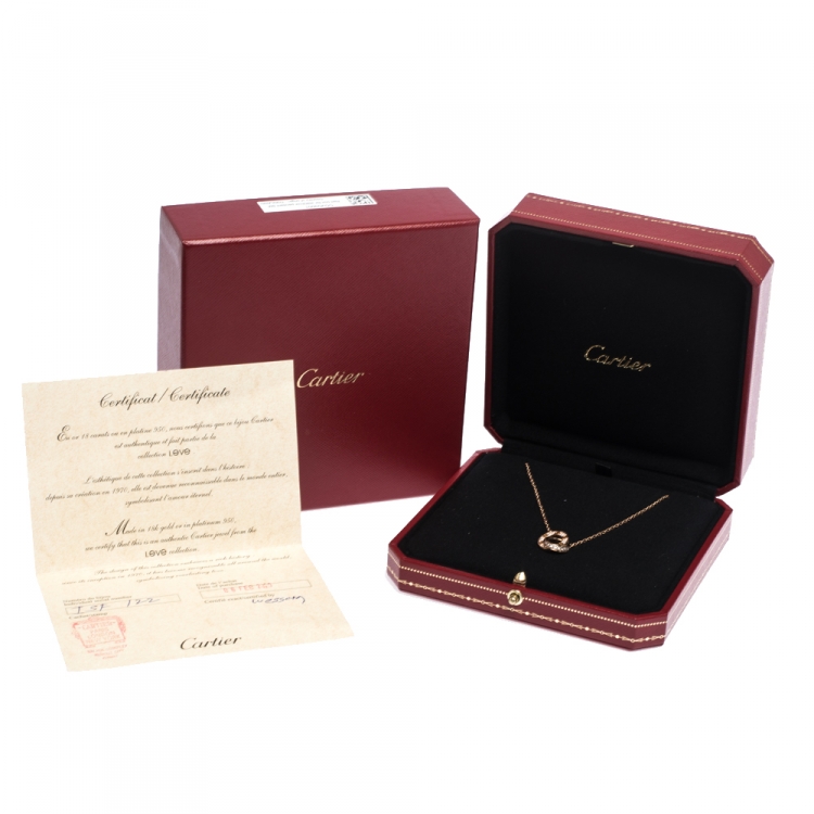 Pre Owned Cartier Love Diamond 18K Rose Gold Necklace