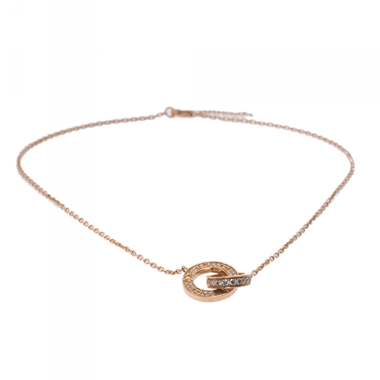 Pre Owned Cartier Love Diamond 18K Rose Gold Necklace